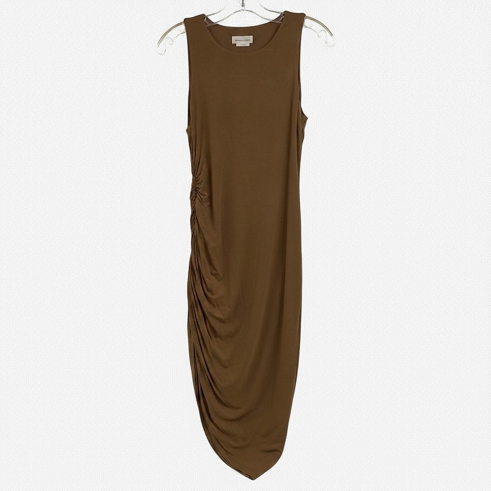 Lovers + Friends Brown Ruched Sleeveless Midi Dress | Women’s S